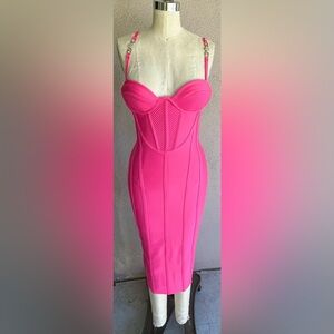 Victoria Pink Bandage Midi Dress